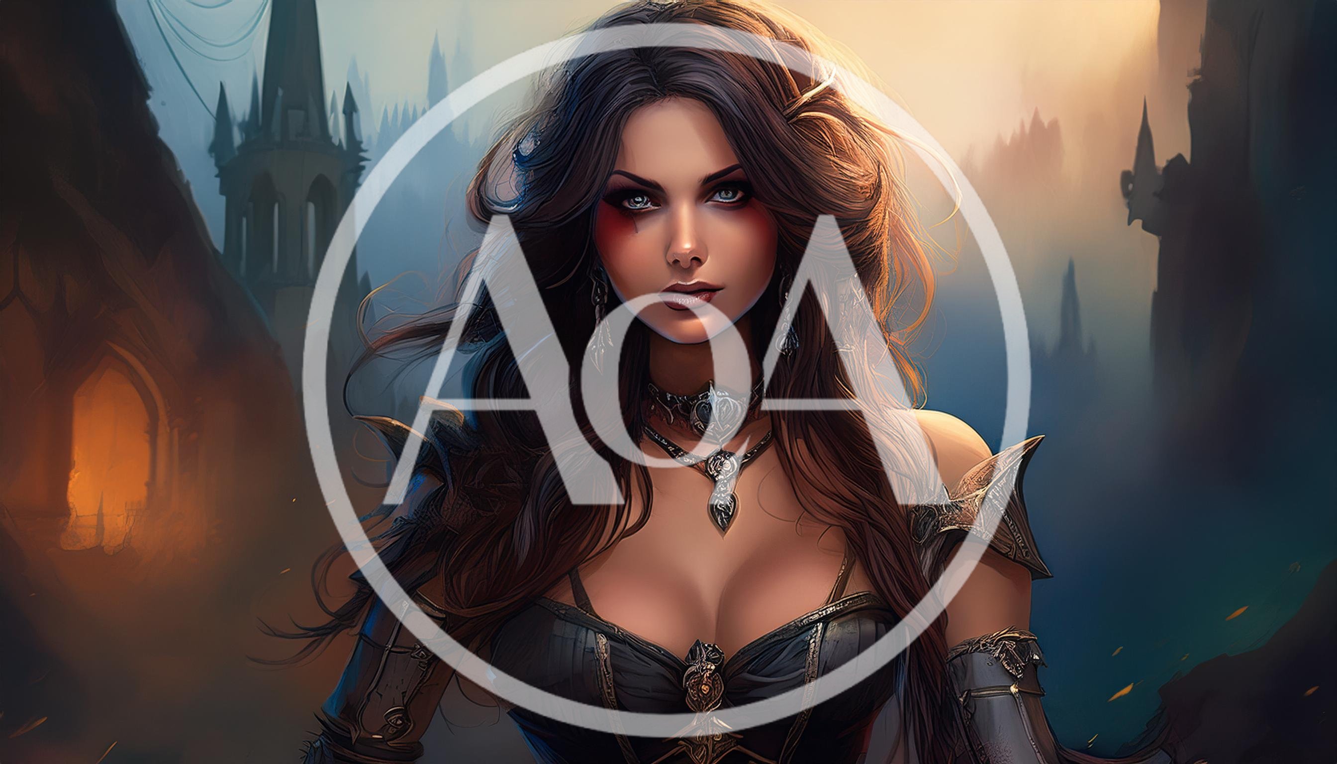 Fantasy Warrior Woman Standing In A Dark Gothic Landscape