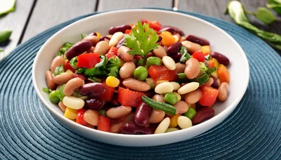 Bowl Of Fresh Three Bean Salad With Vegetables