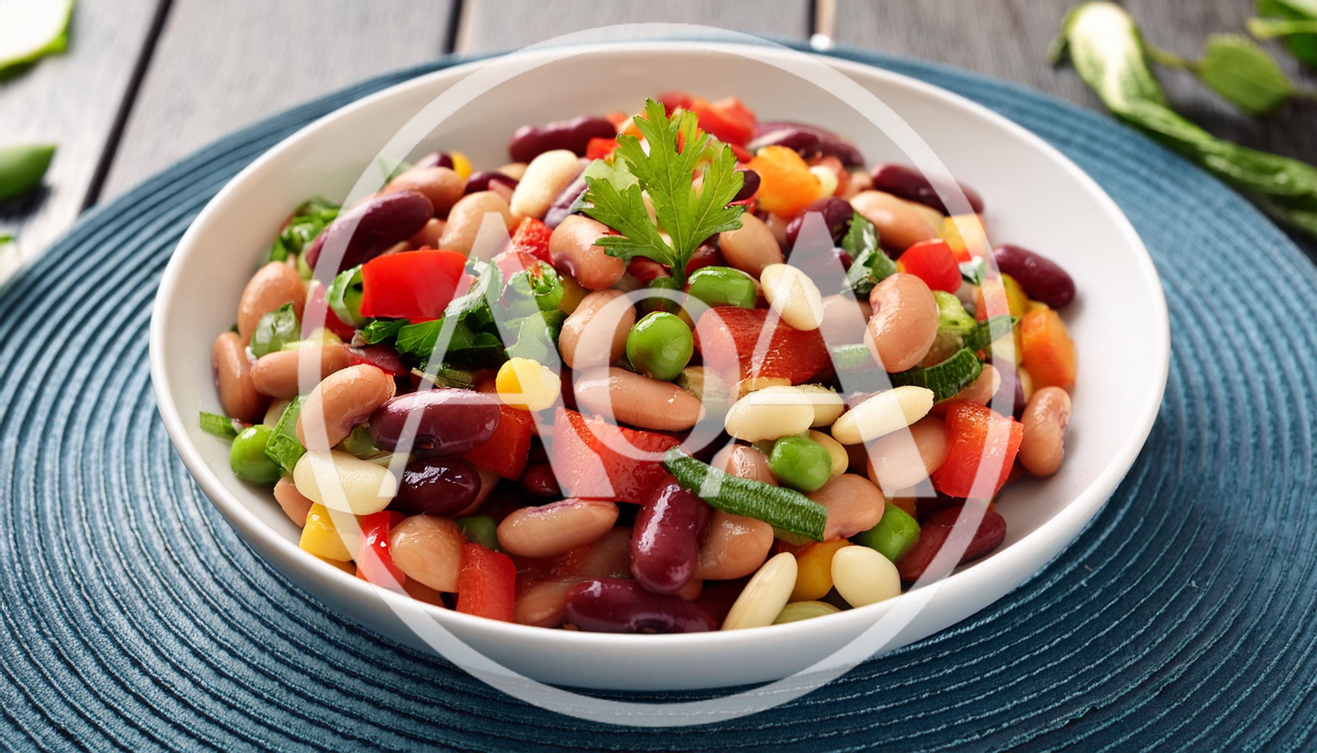 Bowl Of Fresh Three Bean Salad With Vegetables
