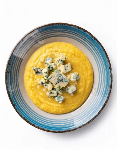 Creamy Polenta Topped With Gorgonzola Cheese