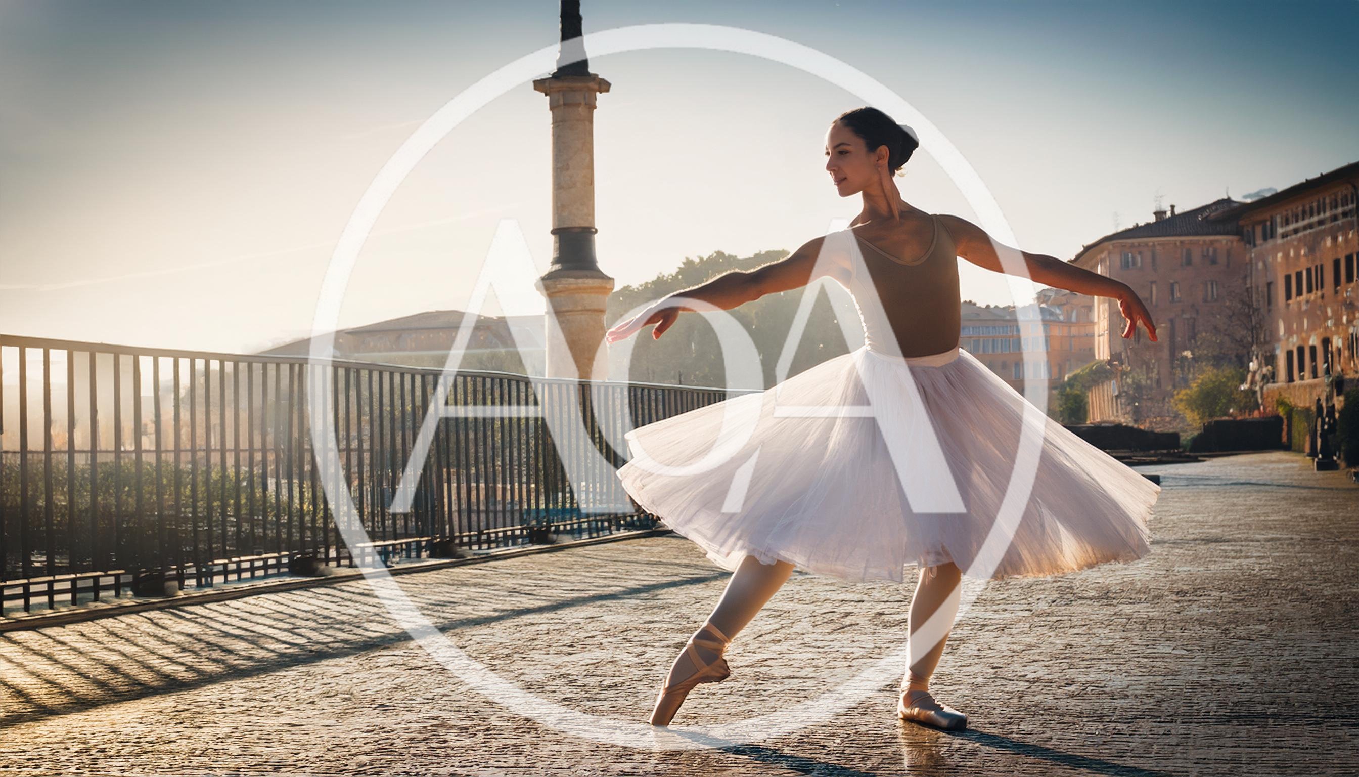 Ballerina Performing Ballet Dance on Historic Stone Bridge