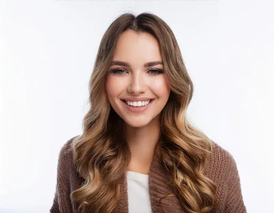 Portrait Of A Smiling Young Woman With Wavy Hair