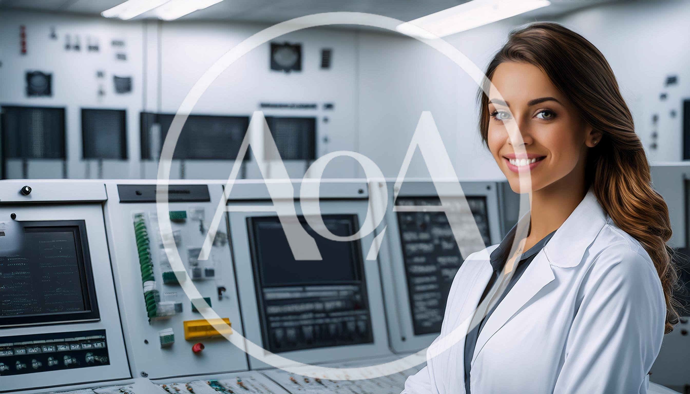 Female Scientist Standing In A High Tech Control Room
