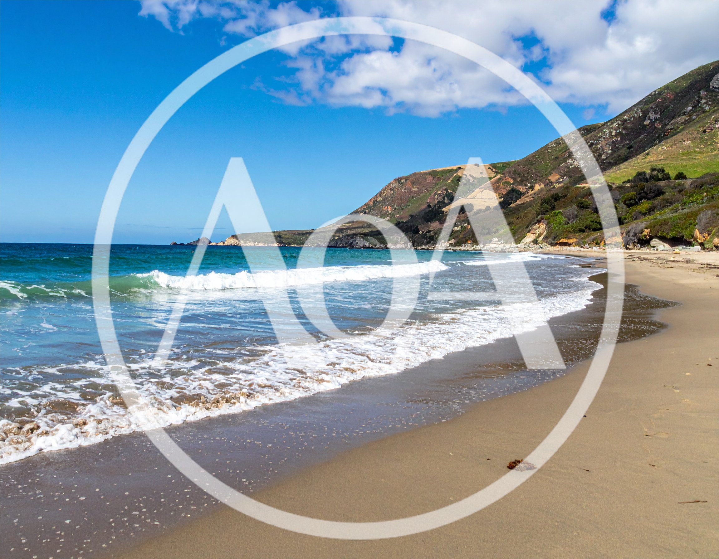 Scenic Pacific Coastline With Waves Crashing On Sandy Beach