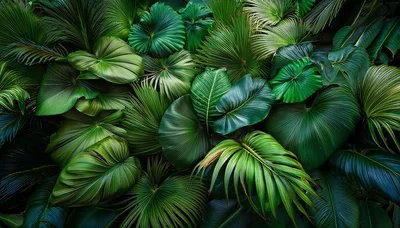 Lush Tropical Palm Leaves Background