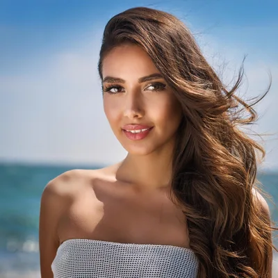 Portrait Of A Beautiful Woman At The Beach