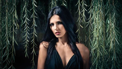 Portrait Of A Beautiful Woman With Long Dark Hair
