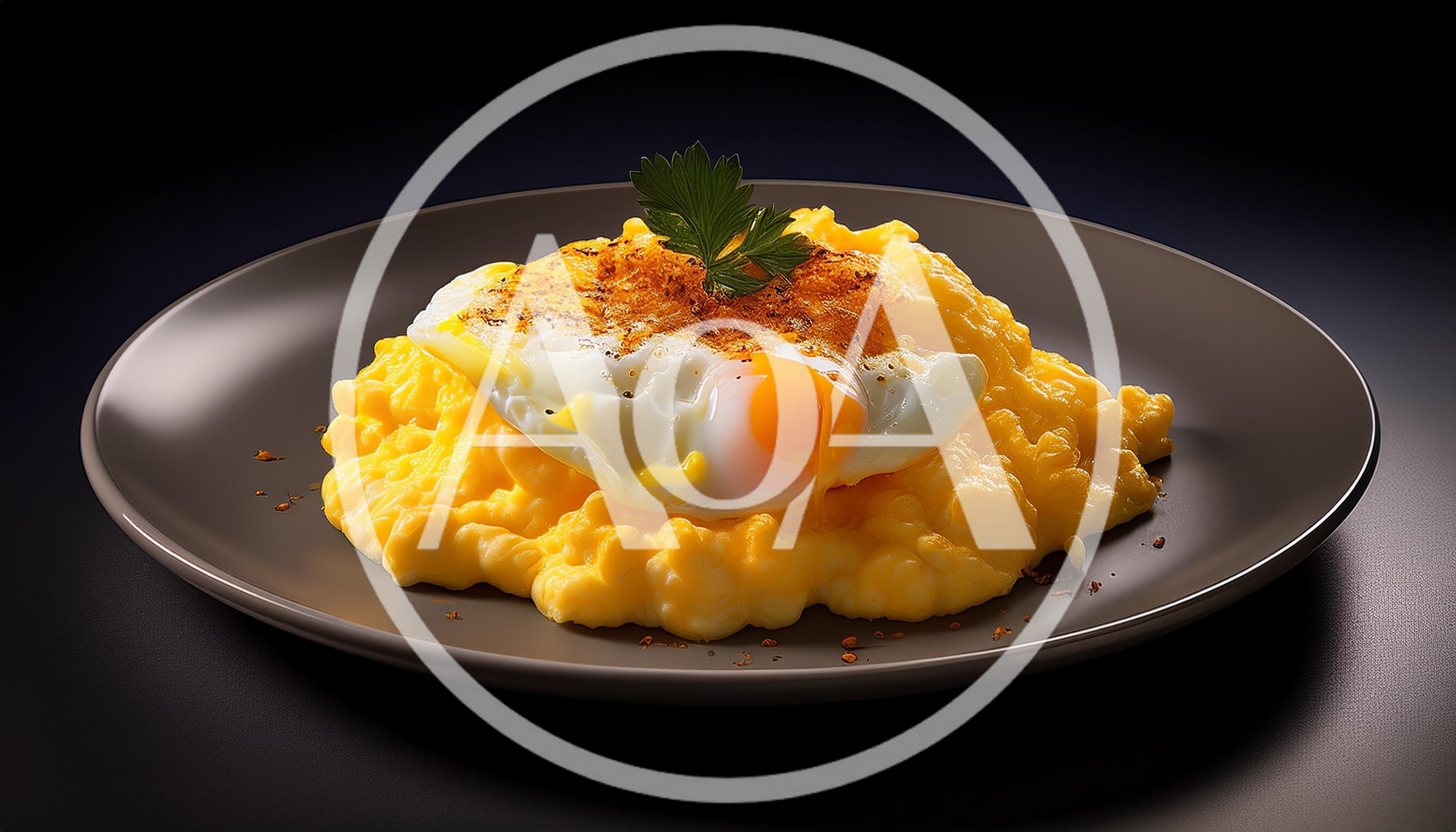 Fried Egg Served Over Creamy Scrambled Eggs