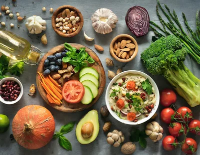 Healthy Vegan Food Ingredients Flat Lay