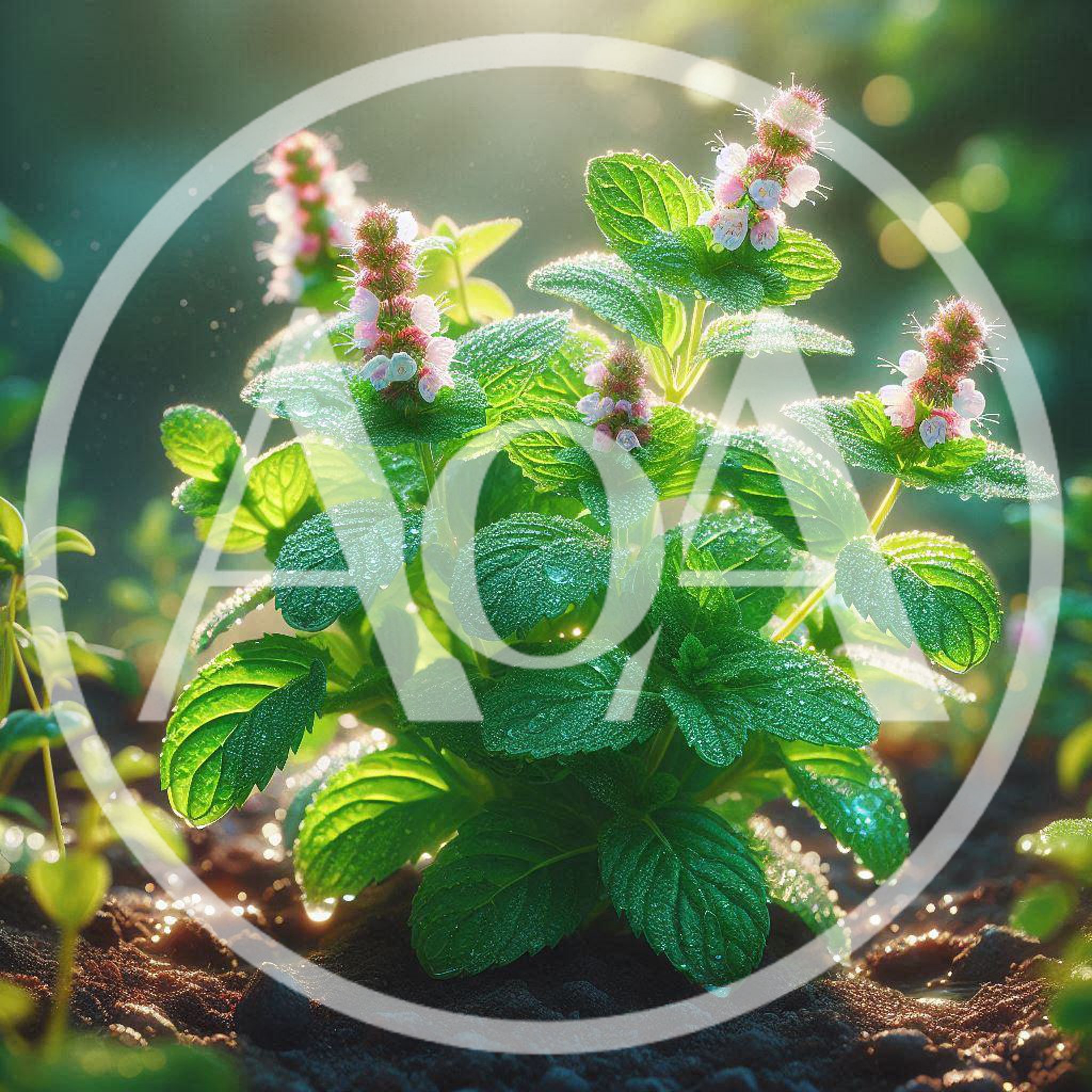 Fresh Mint Plant Growing In Garden Soil