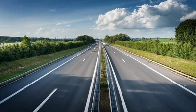 Empty Multi Lane Highway Stretching Into The Horizon