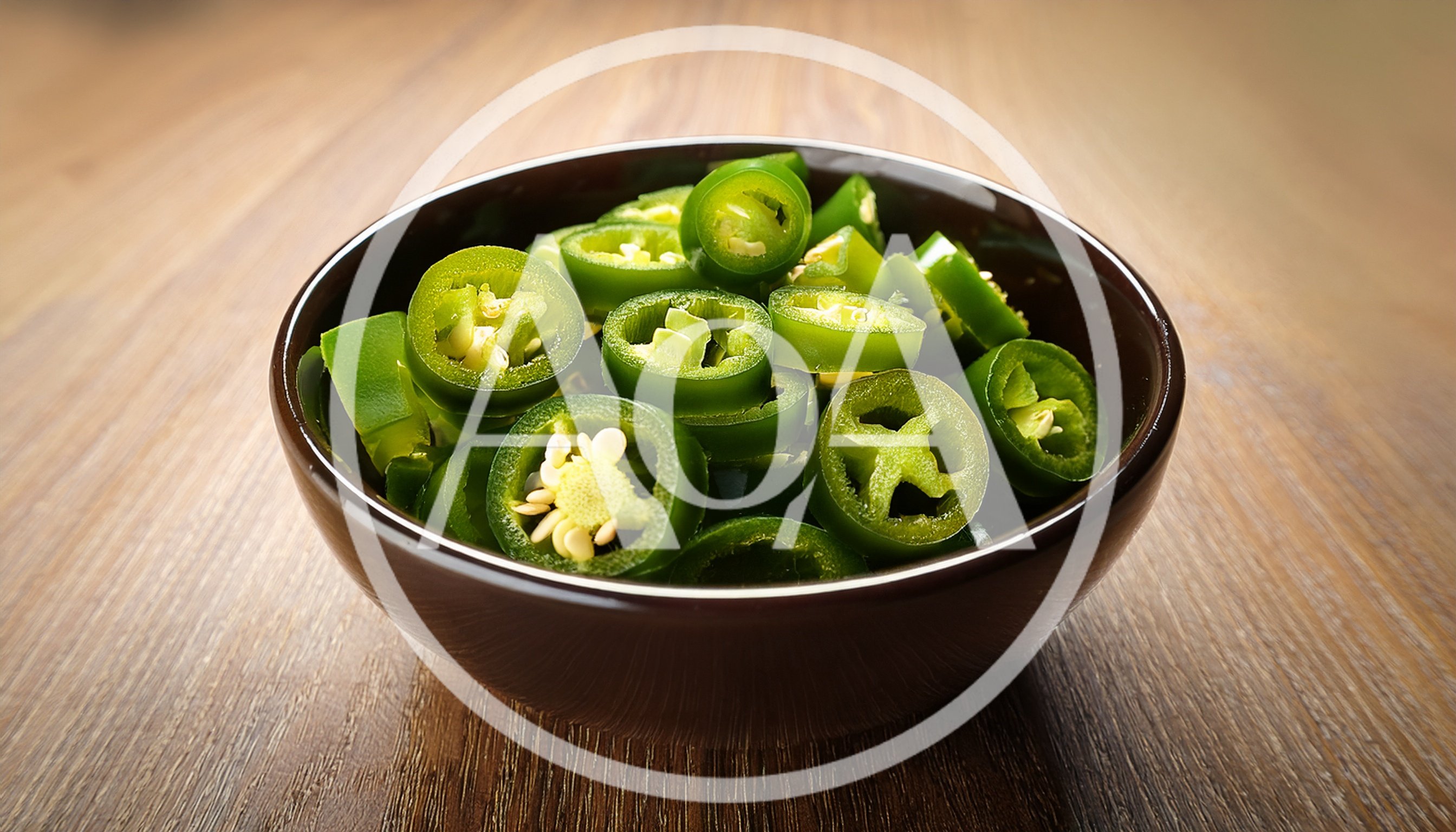 Sliced Green Jalapeno Peppers In A Small Bowl