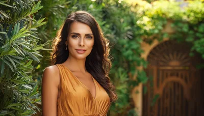 Portrait Of A Beautiful Woman In A Garden