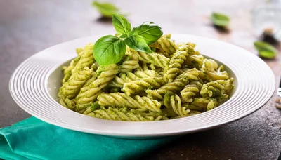 Fusilli Pasta With Fresh Basil Pesto Sauce