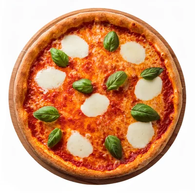 Fresh Margherita Pizza On A Wooden Serving Board