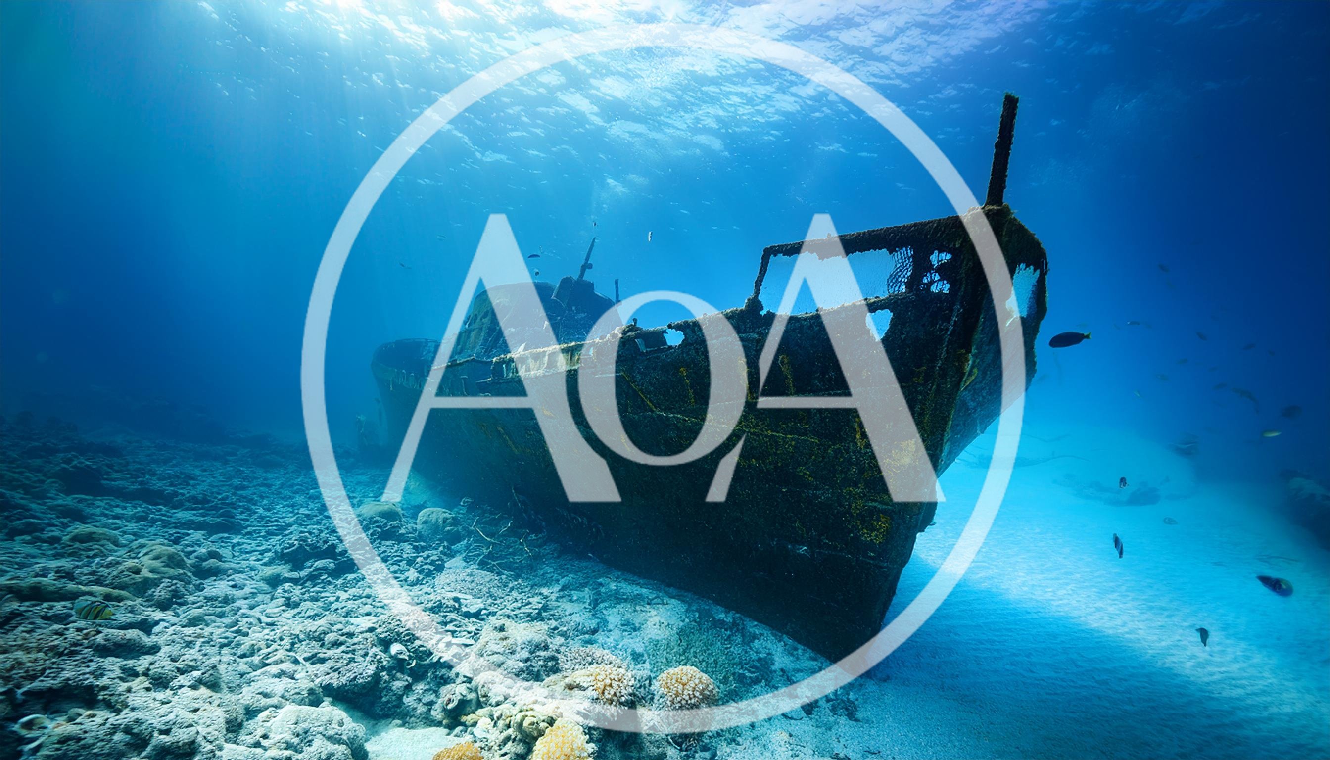 Sunken Shipwreck Resting On The Tropical Ocean Floor