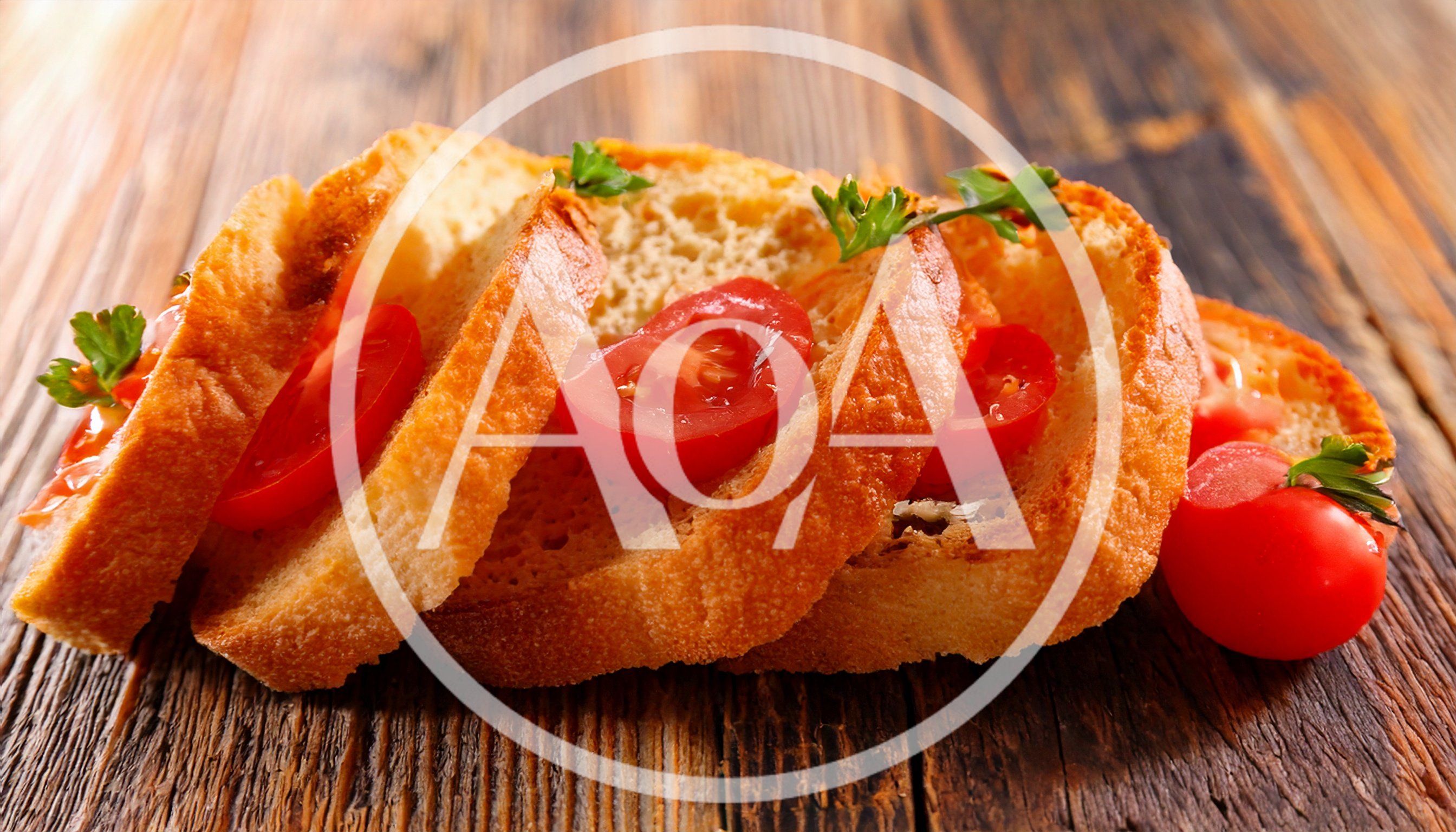 Toasted Bread Slices With Fresh Tomato And Parsley