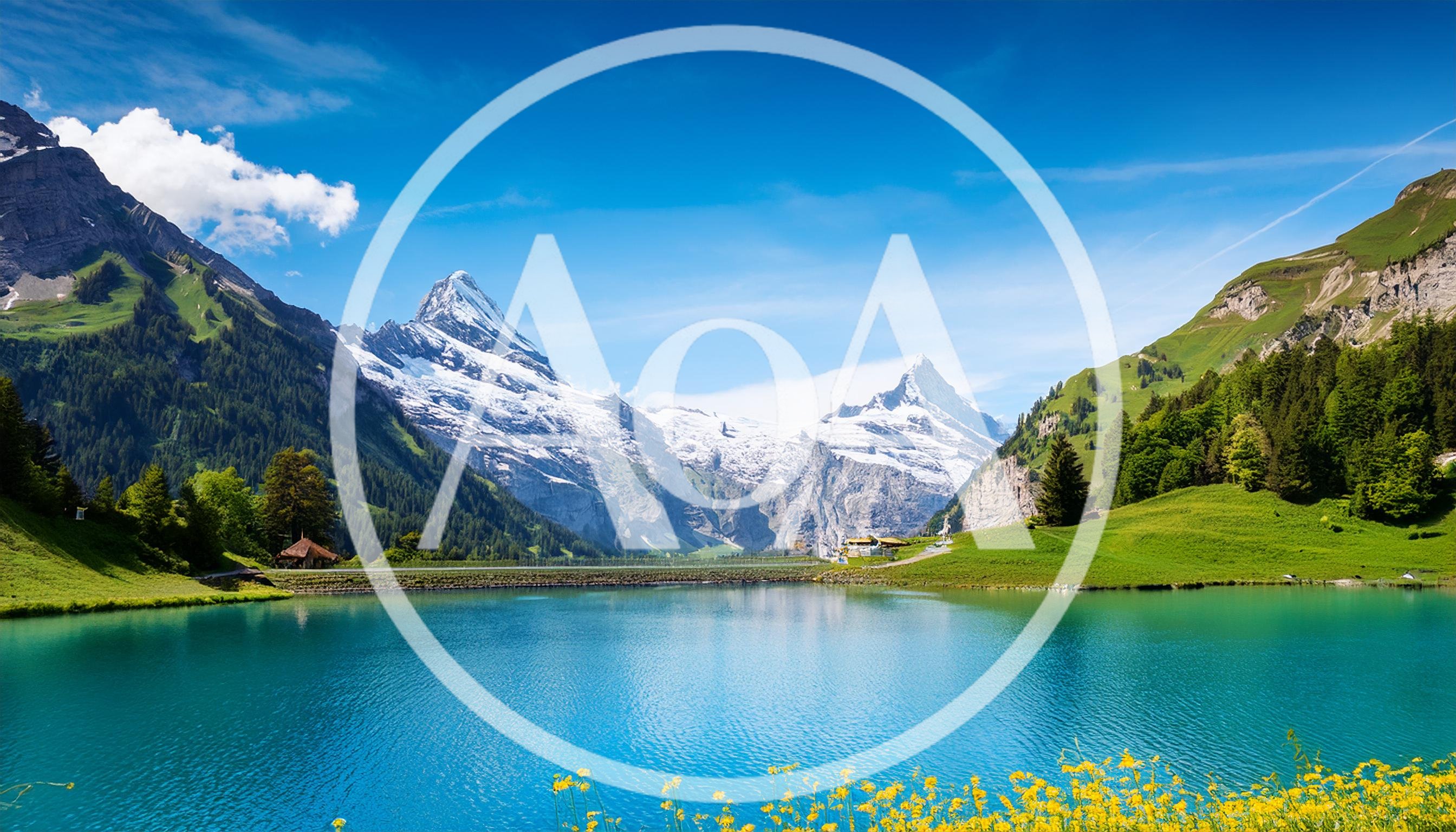 Bachalpsee Lake With Wetterhorn And Schreckhorn Mountain Peaks
