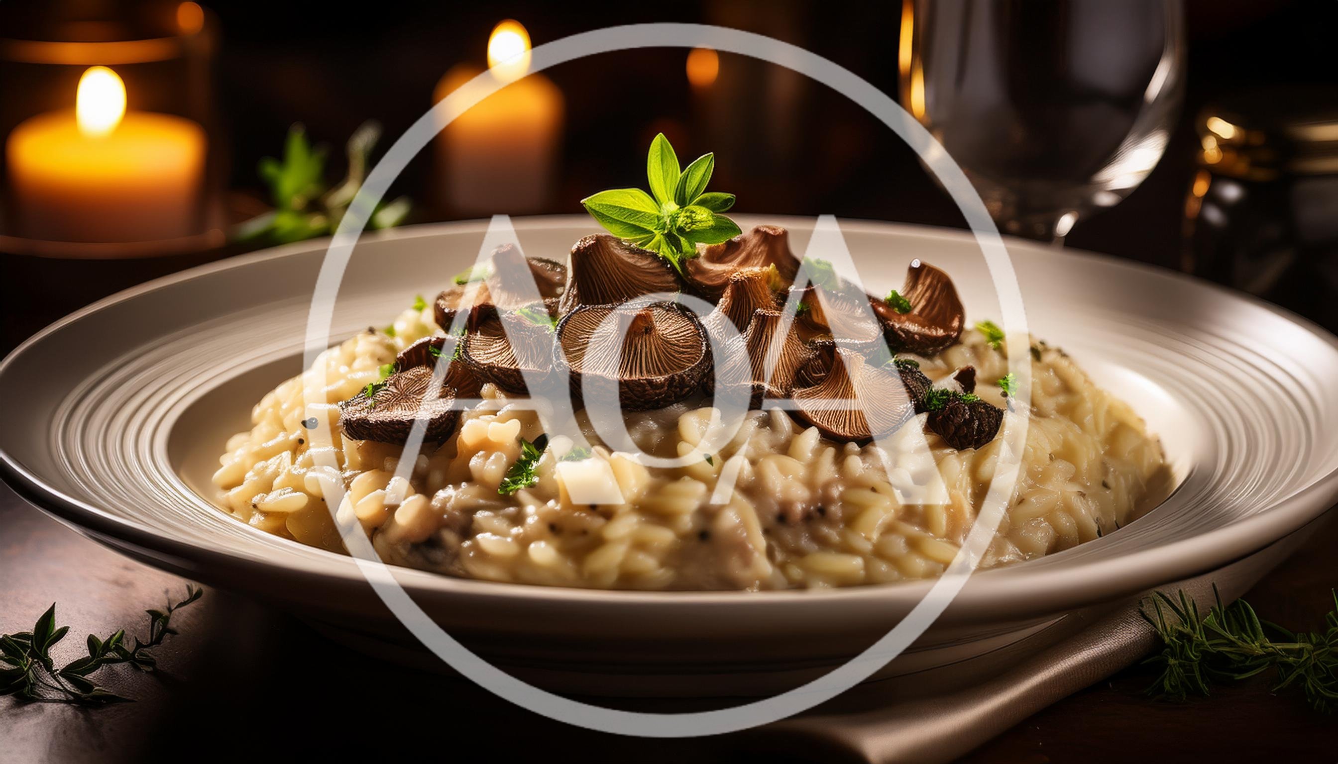 Gourmet Mushroom Risotto Served In A Fine Dining Setting
