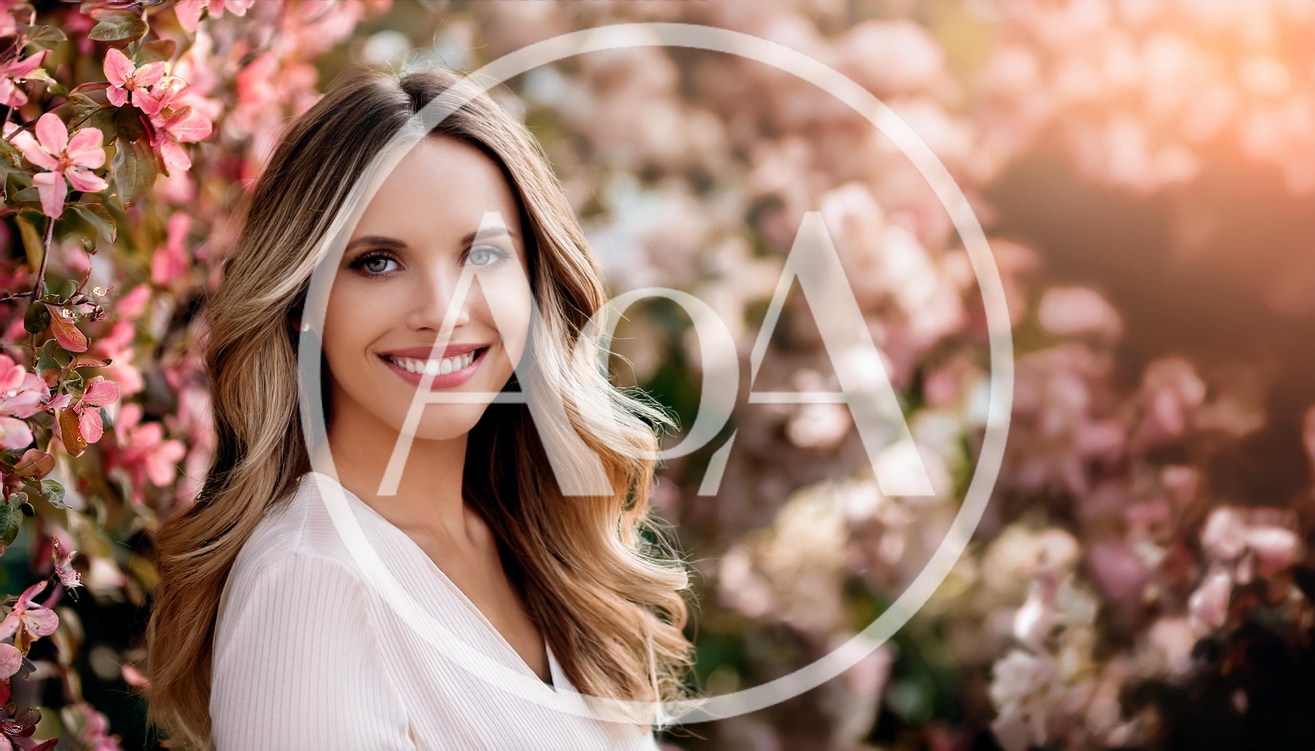 Portrait Of A Smiling Woman In A Floral Garden