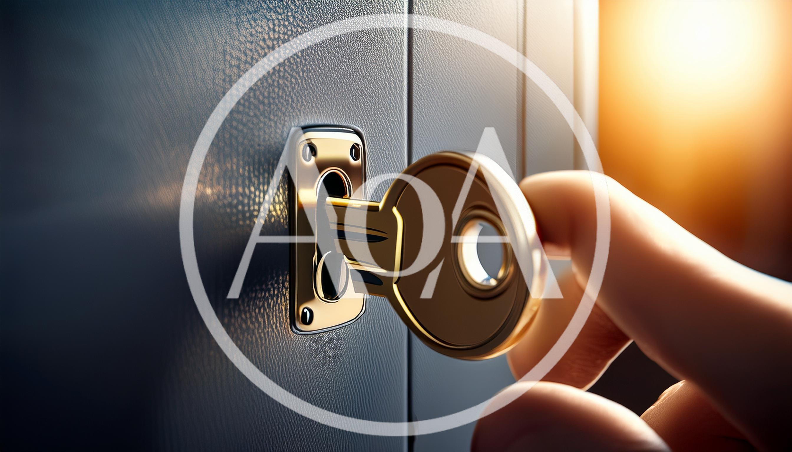 Hand Inserting Gold Key Into Door Lock