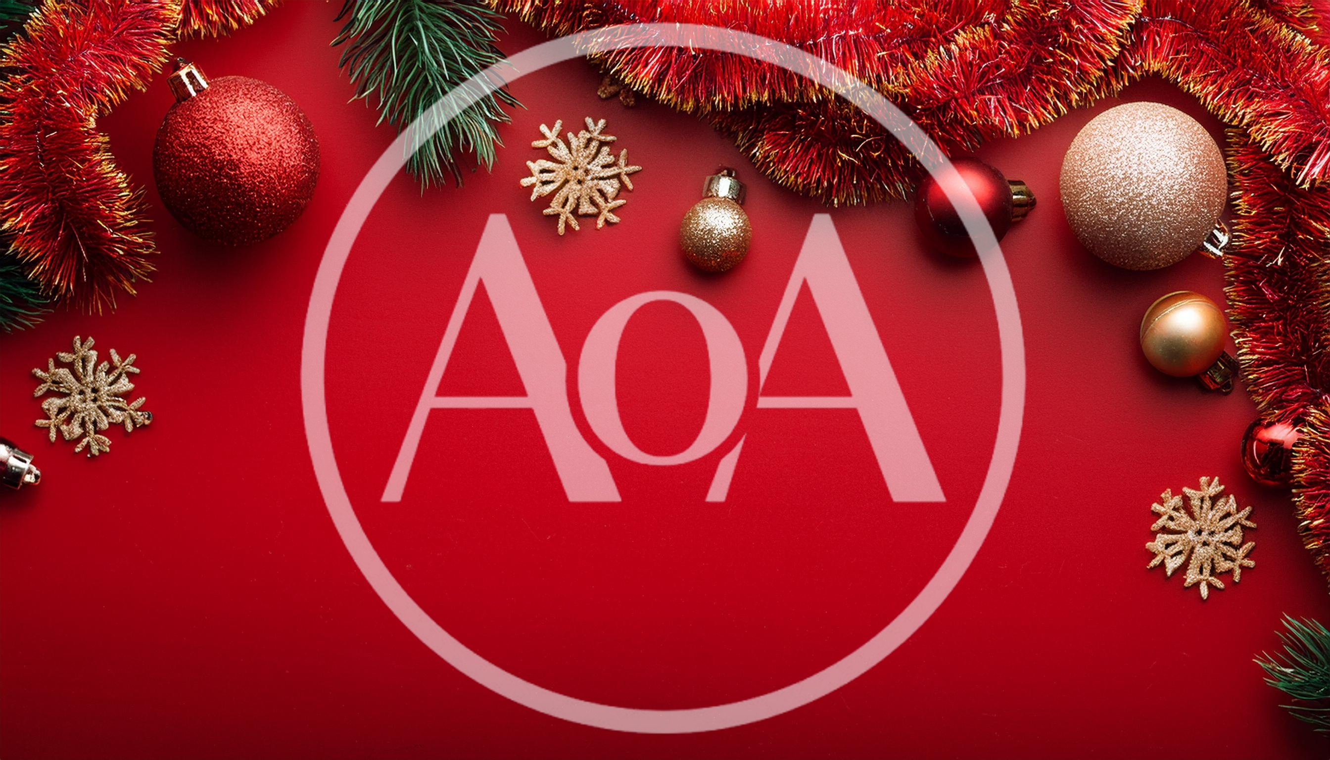 Christmas Decorations Arranged on a Red Background
