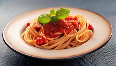 Spaghetti With Tomato Sauce And Fresh Basil