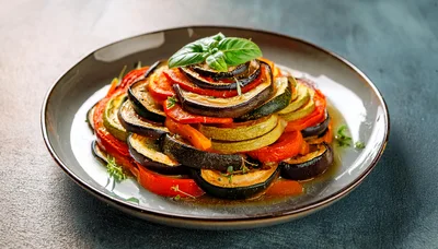 Ratatouille Vegetable Dish Served on a Plate