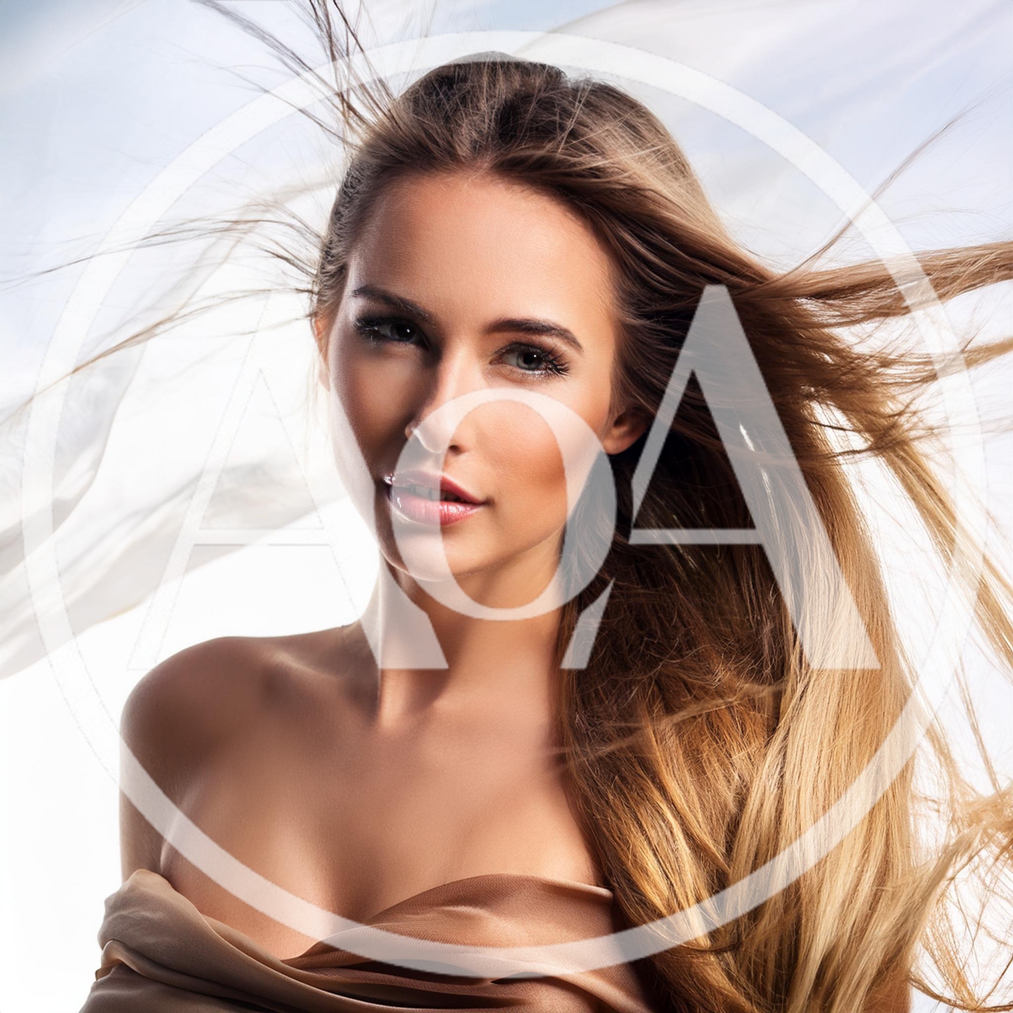 Portrait Of A Beautiful Woman With Flowing Hair
