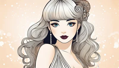 Digital Illustration Of A Glamorous Woman With Wavy Hair