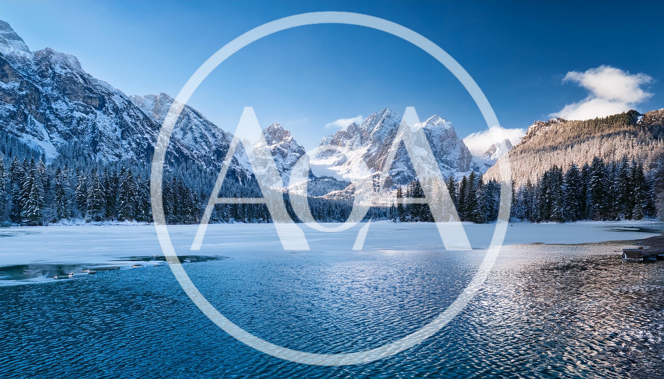 Winter Landscape Of Lago Di Braies In Italy