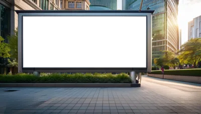 Blank Billboard Mockup In Modern City Plaza