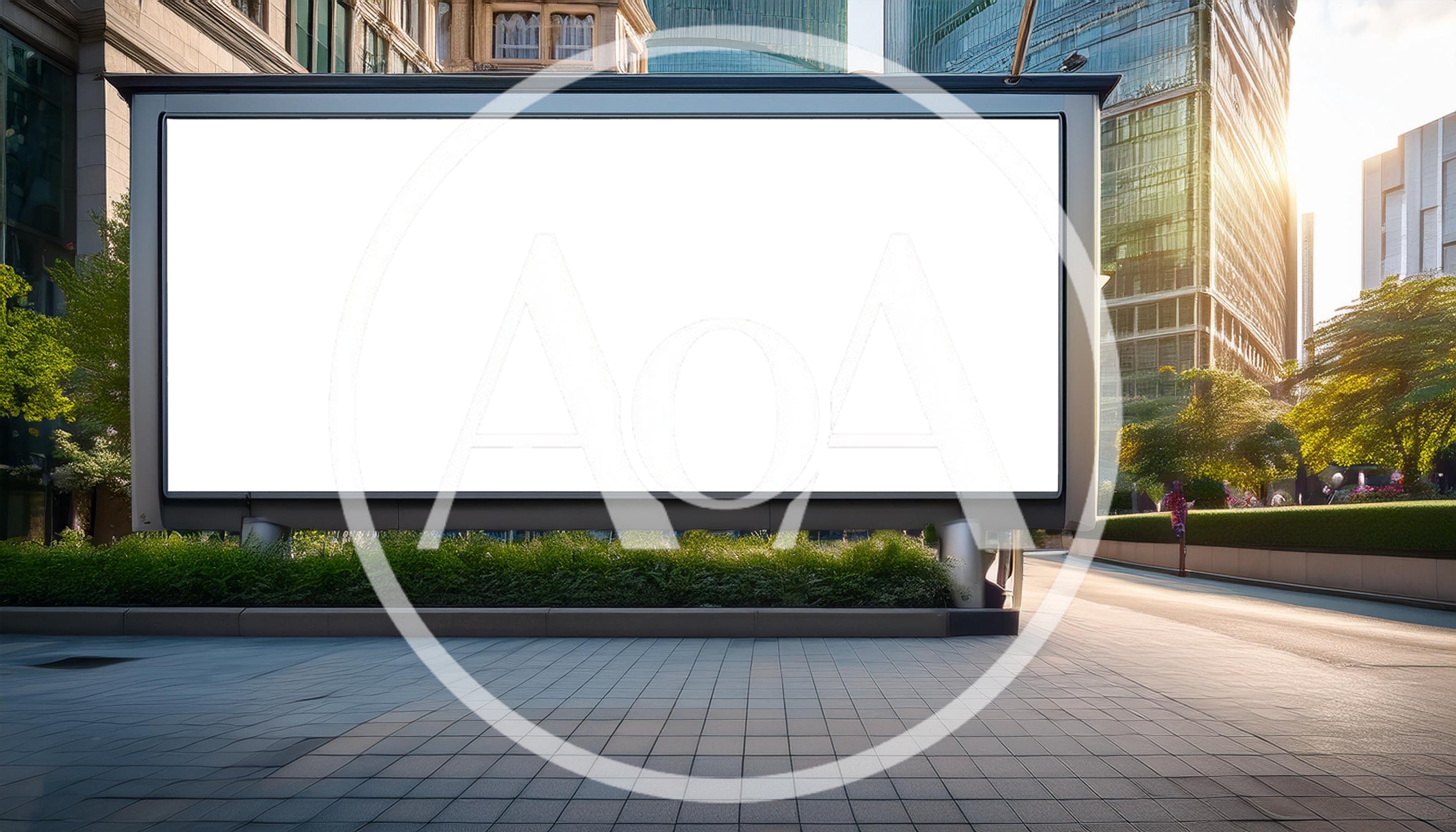 Blank Billboard Mockup In Modern City Plaza