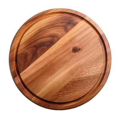 Round Wooden Cutting Board Isolated On White Background