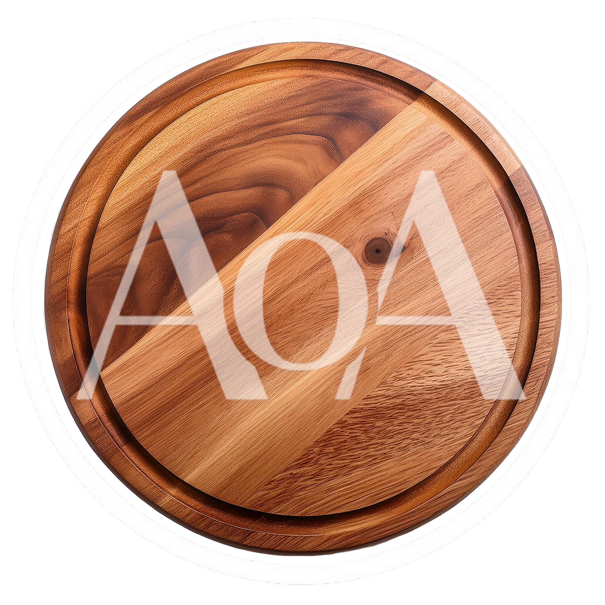 Round Wooden Cutting Board Isolated On White Background