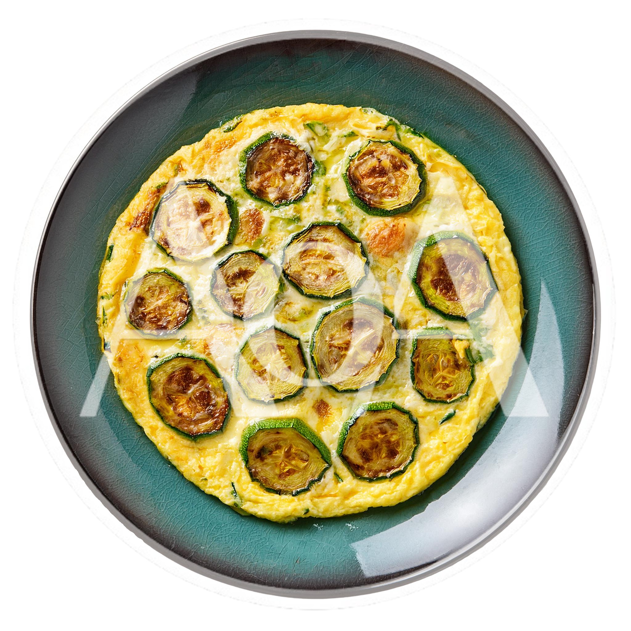 Zucchini Frittata Served on a Dark Ceramic Plate