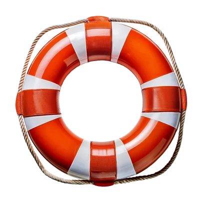 Orange And White Lifebuoy Ring Isolated On White Background