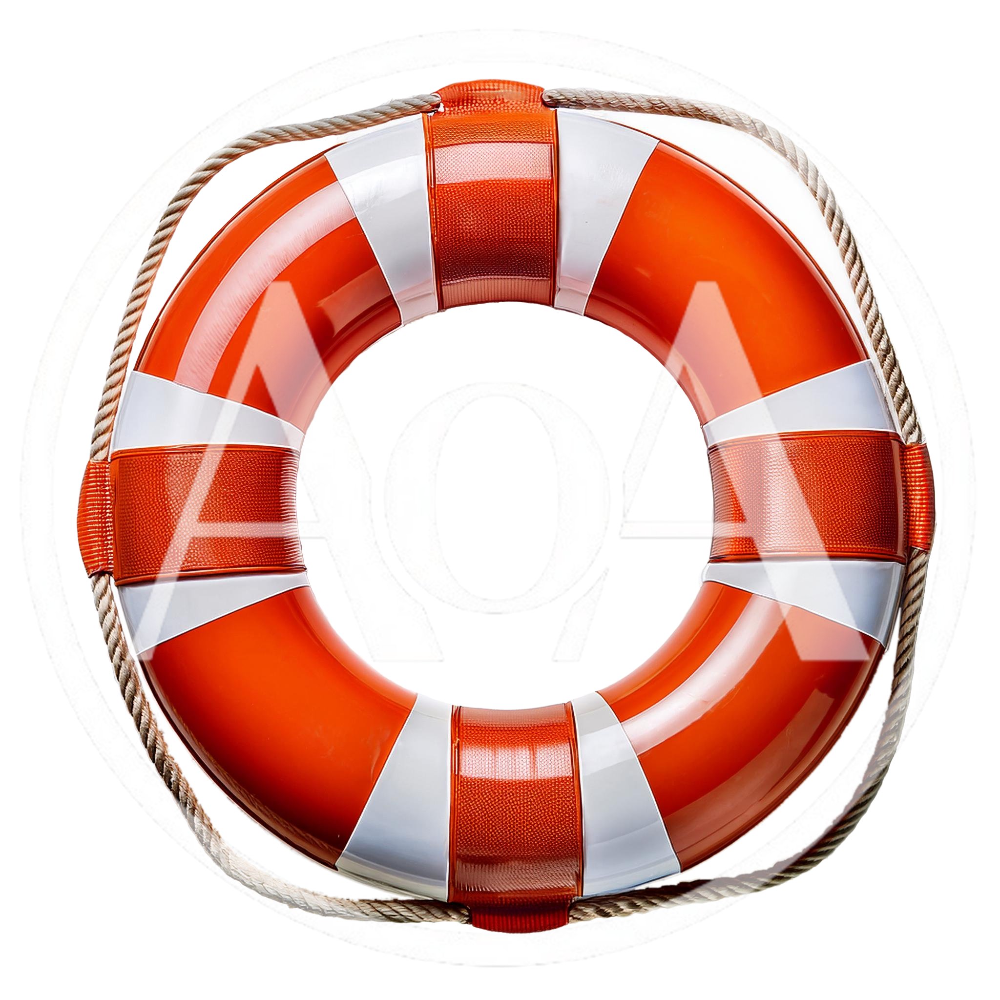 Orange And White Lifebuoy Ring Isolated On White Background