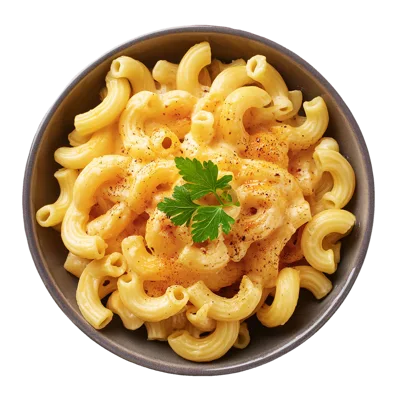 Bowl Of Creamy Macaroni And Cheese With Parsley