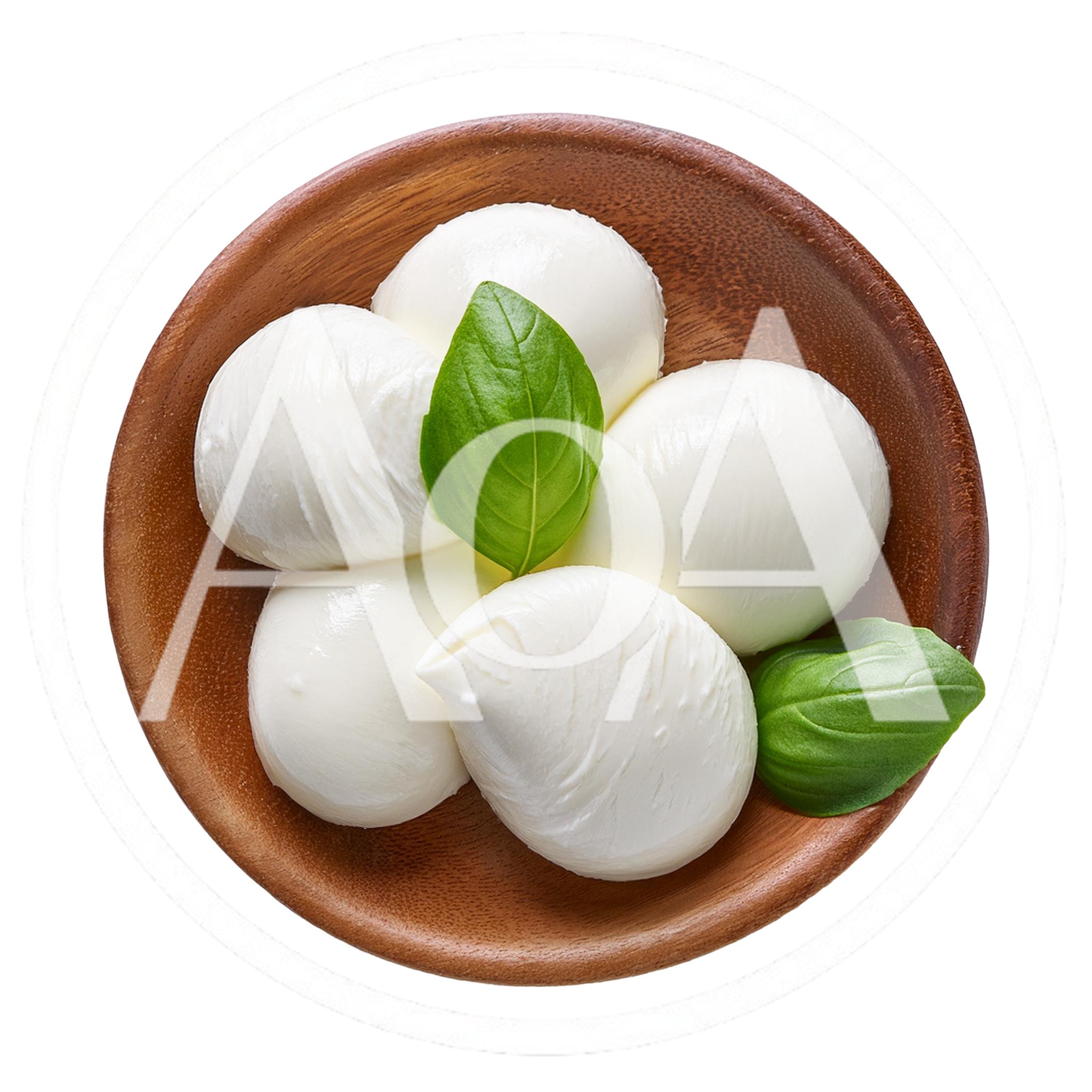 Fresh Mozzarella Cheese Balls With Basil Leaves