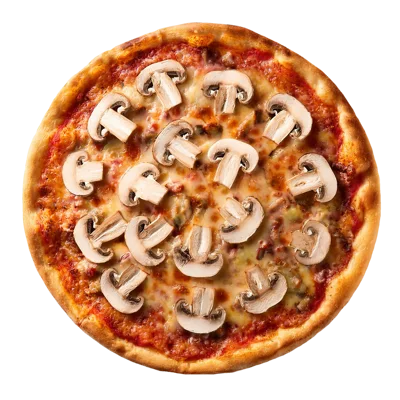 Fresh Mushroom Pizza Isolated On White Background