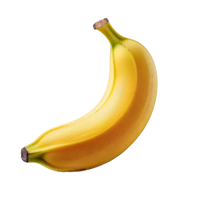 Single Ripe Yellow Banana Isolated On White Background