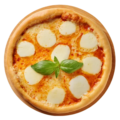 Fresh Margherita Pizza On A Wooden Board