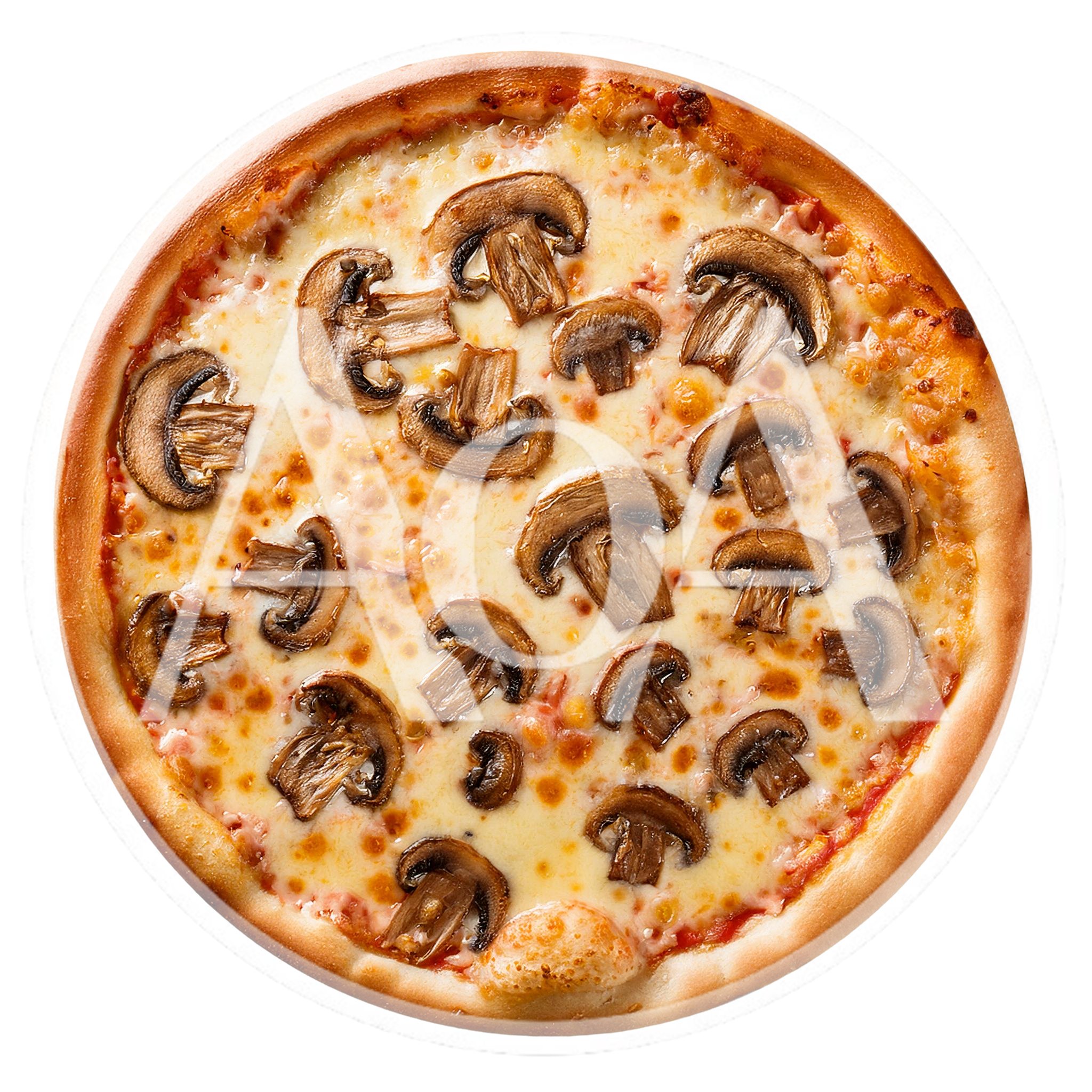 Fresh Mushroom Pizza With Melted Cheese On White Background