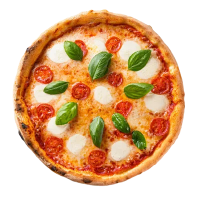 Fresh Margherita Pizza With Basil And Cherry Tomatoes