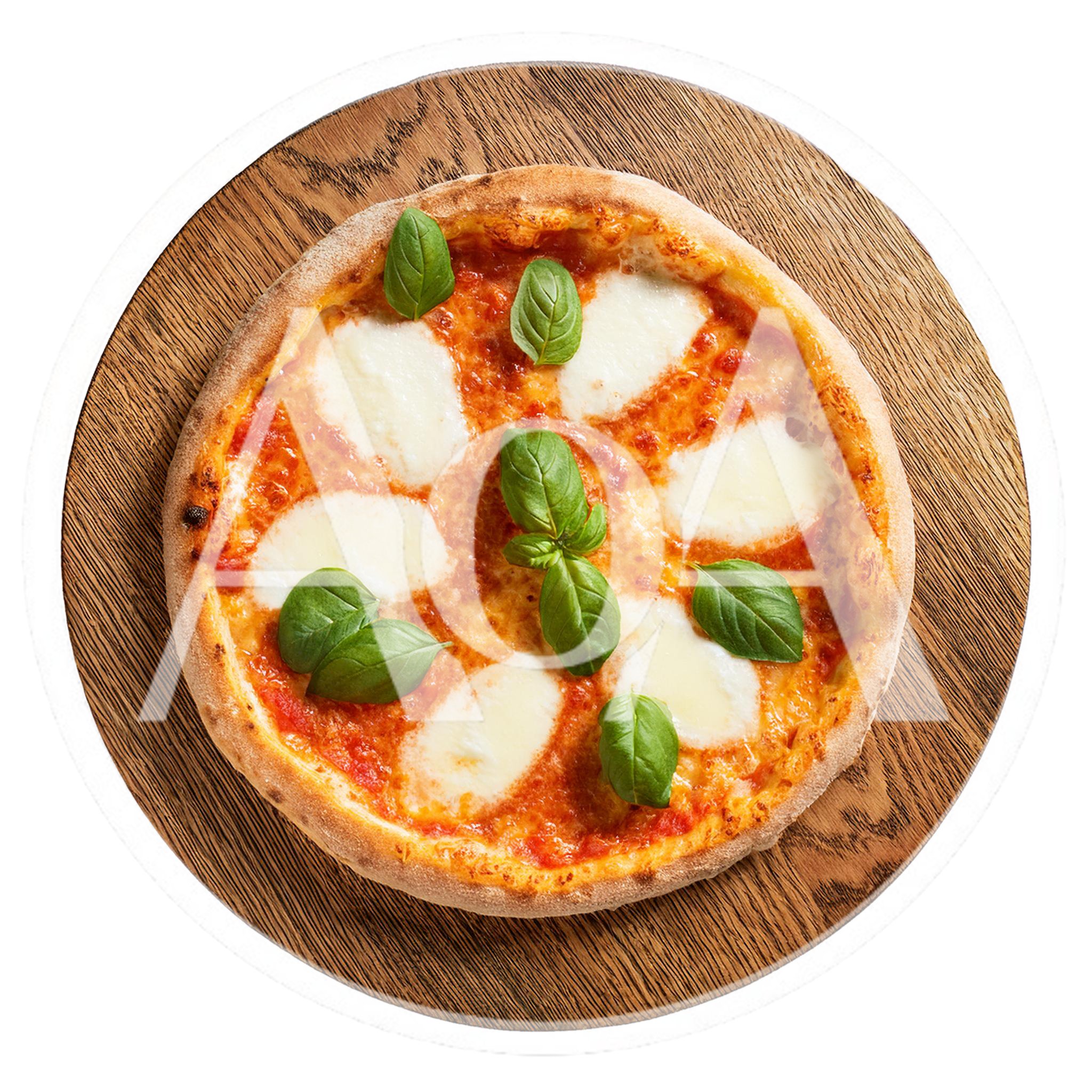 Fresh Margherita Pizza On A Wooden Serving Board