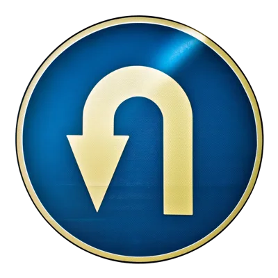 U-Turn Traffic Sign On White Background