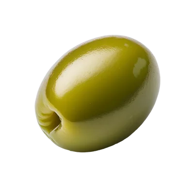 Single Pitted Green Olive Isolated On White Background