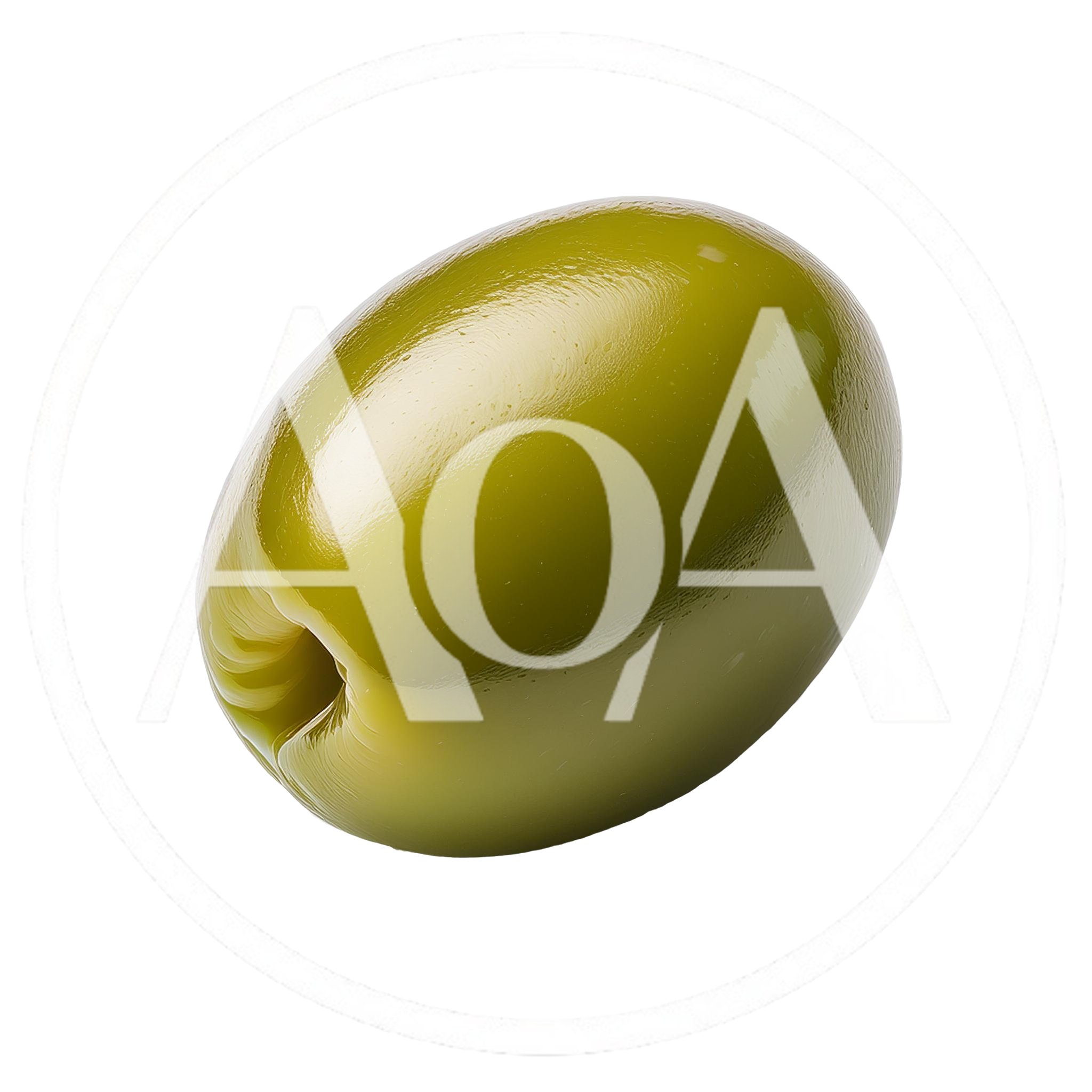 Single Pitted Green Olive Isolated On White Background