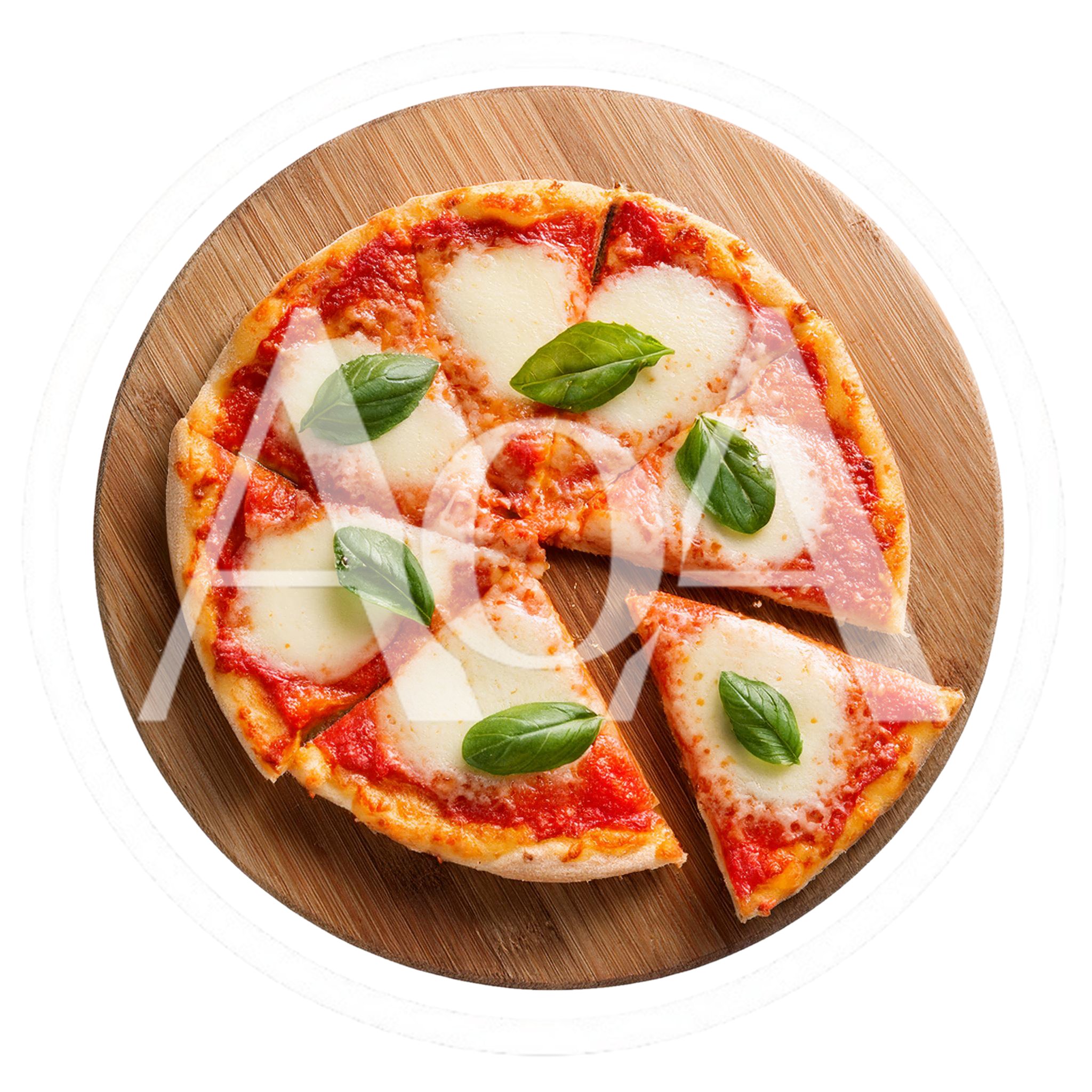 Fresh Margherita Pizza On A Wooden Serving Board